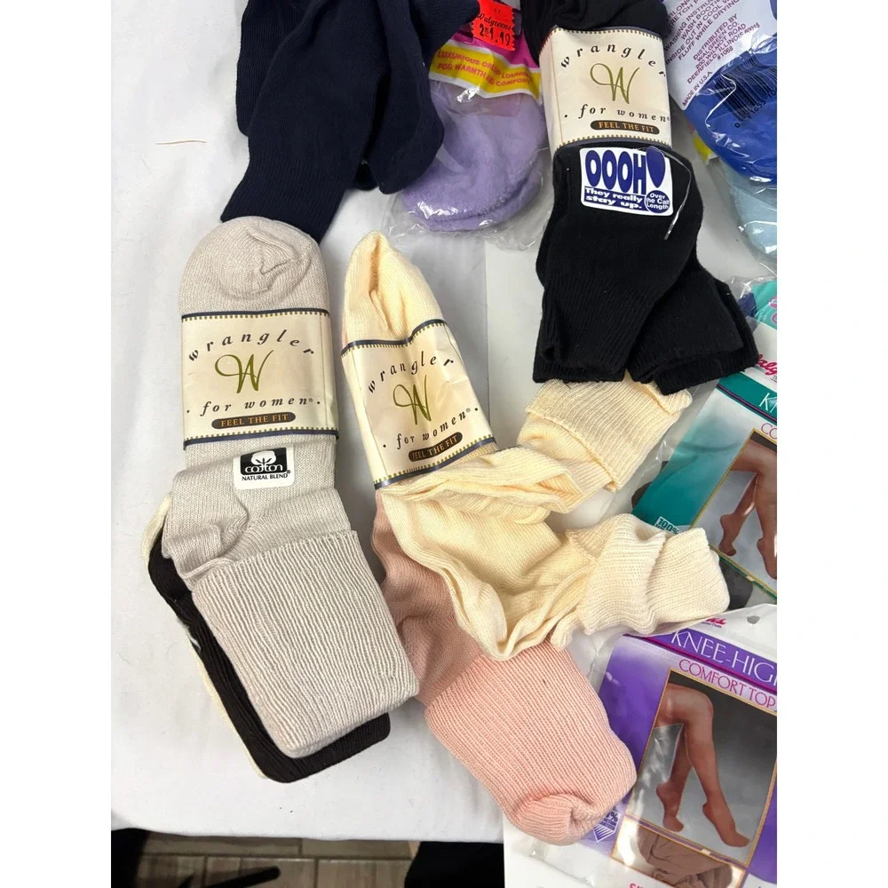 80s 90s Deadstock Women's Socks &‎ Knee Highs Lot 29 Packs NOS Vintage